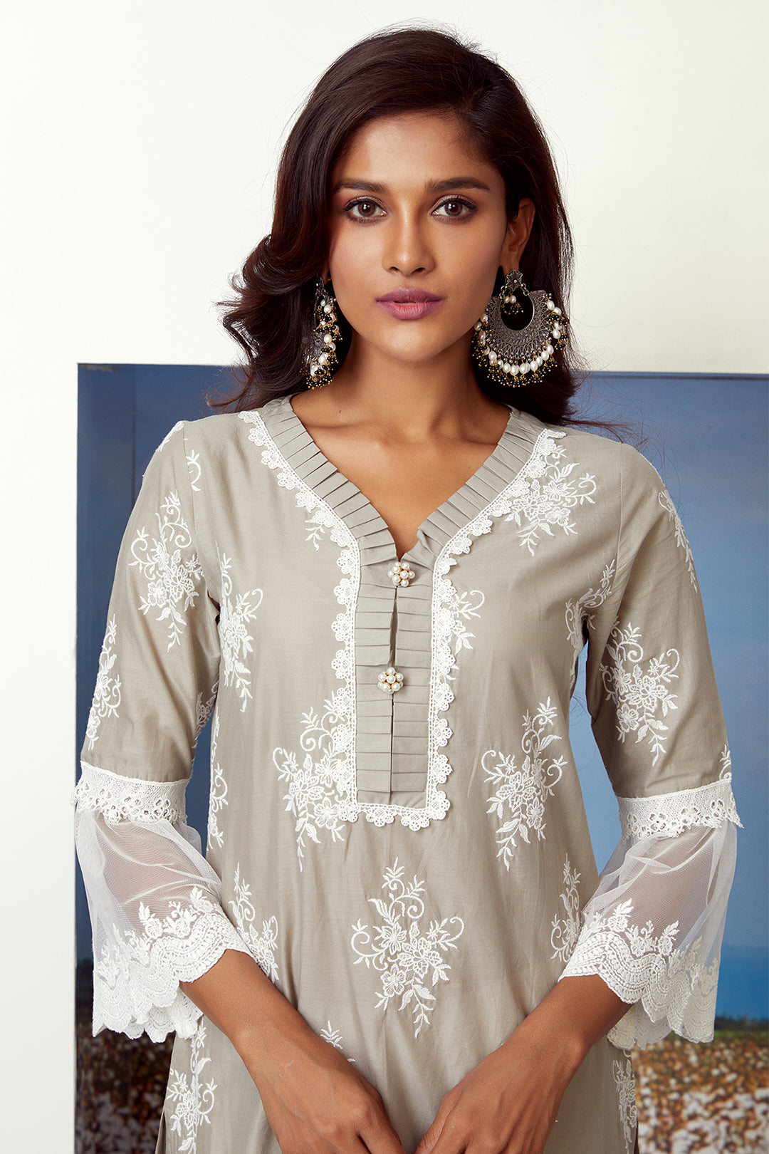 Mulmul Cotton Silver Comet Grey Kurta