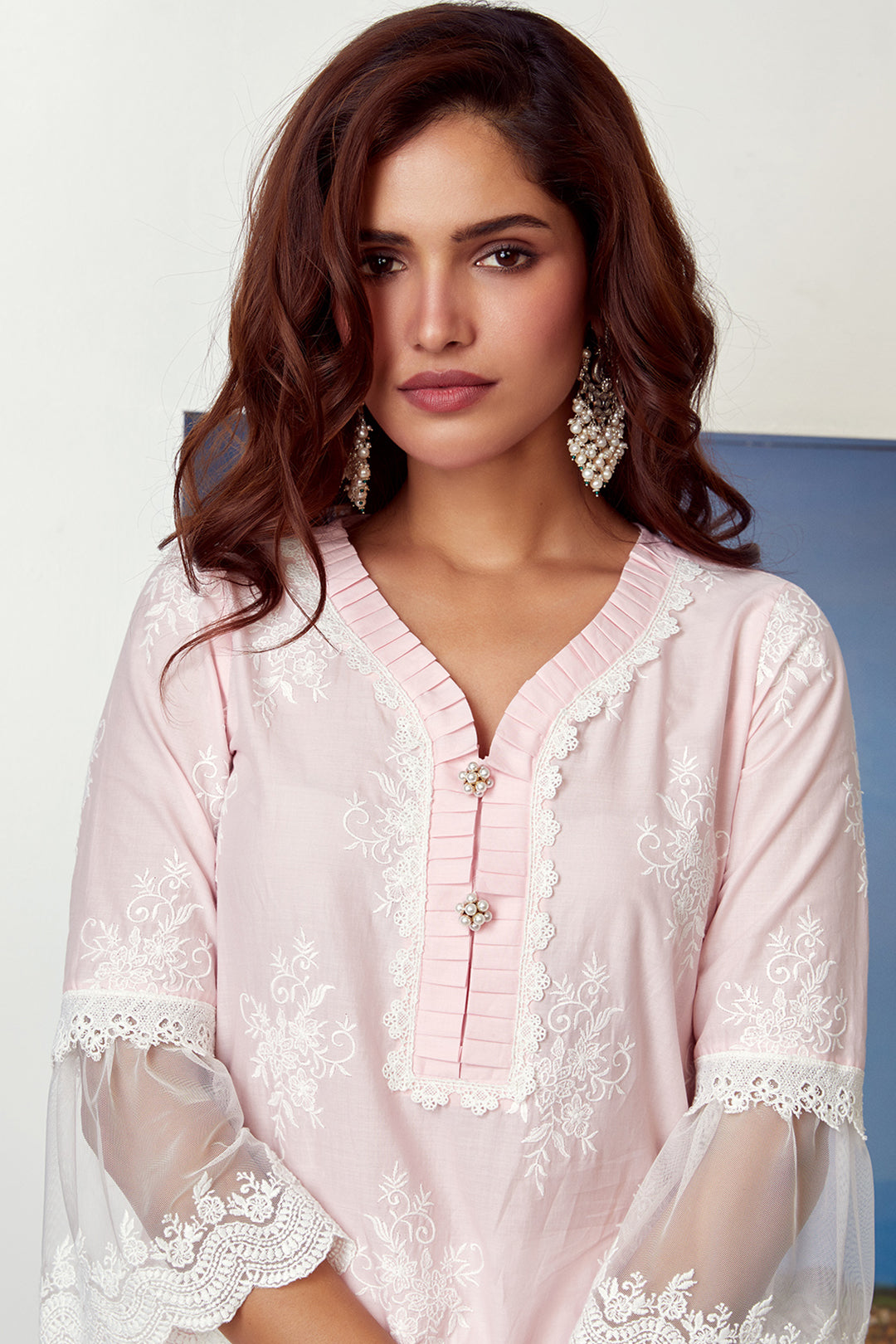 Mulmul Cotton Silver Comet Pink Kurta