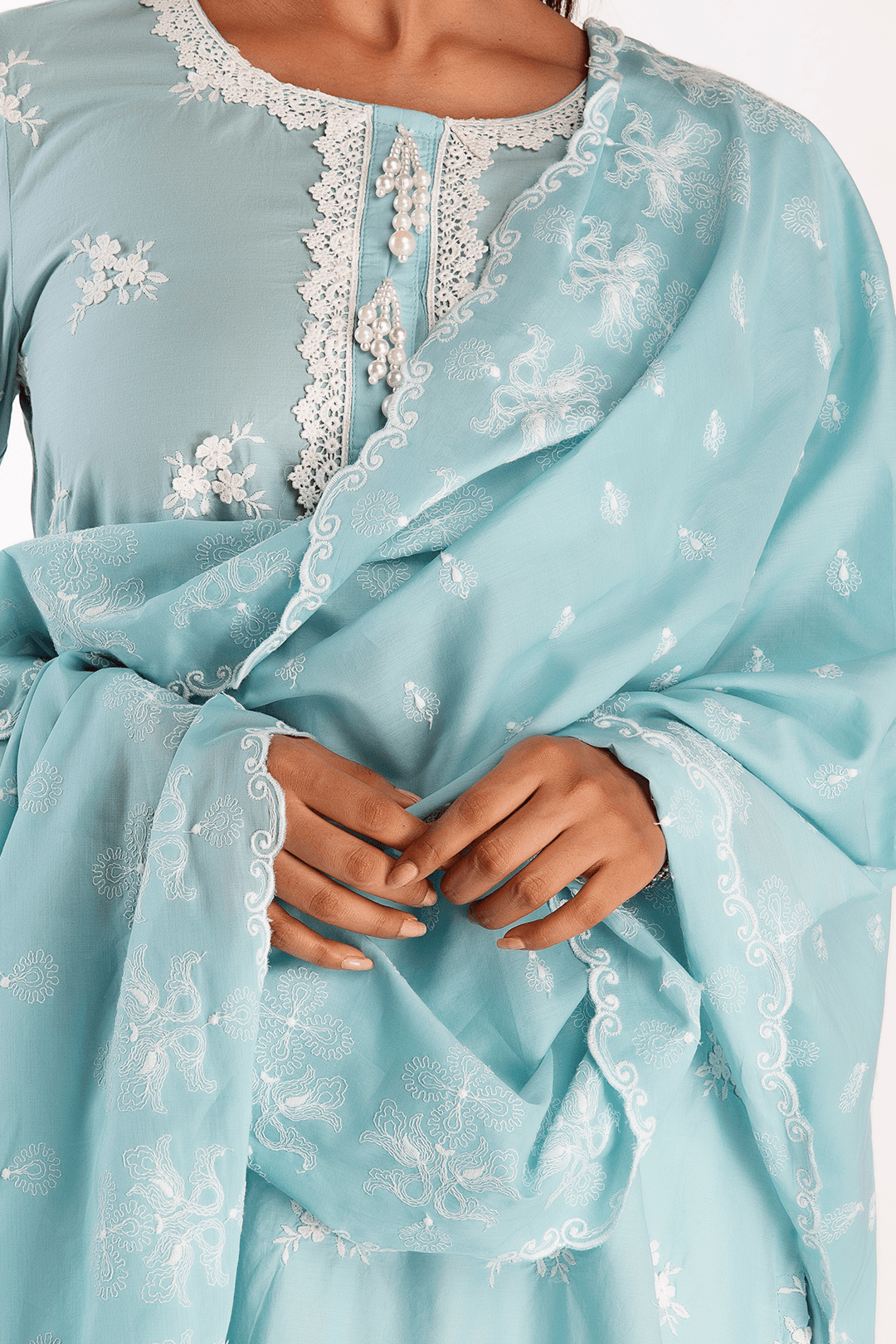 Mulmul Cotton Stella Turquoise Kurta