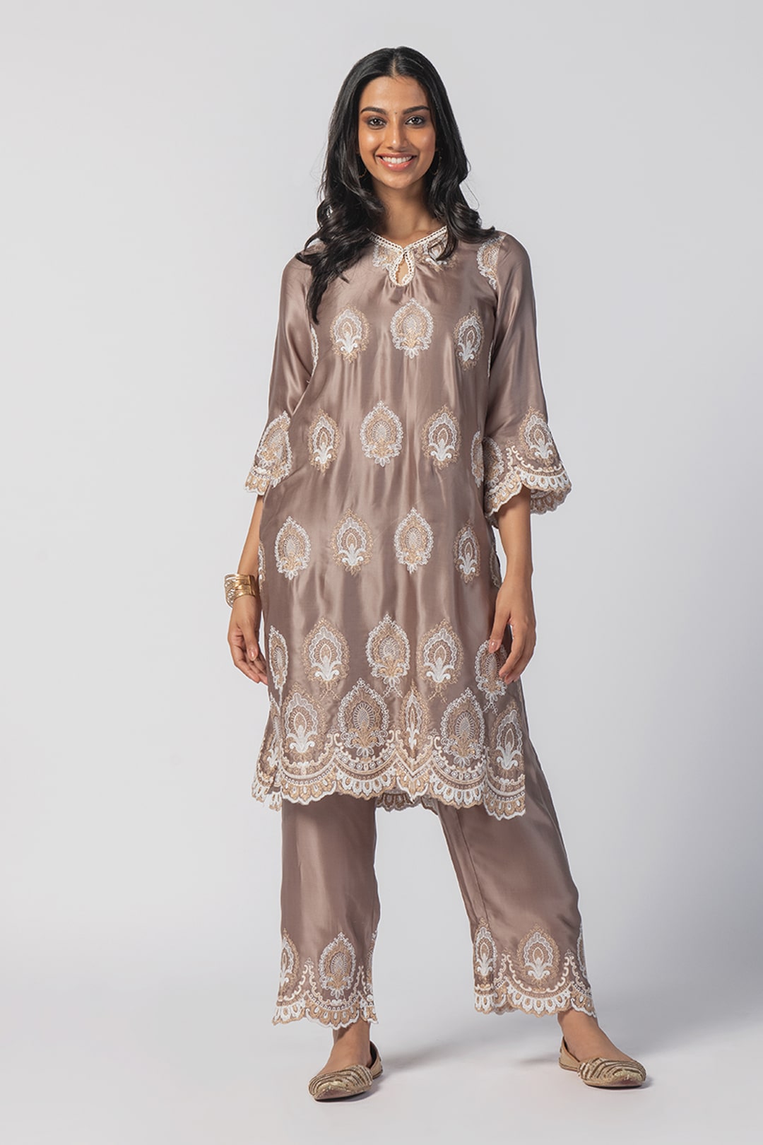 Mulmul Cupro silk Sydney Grey Kurta With Sydney Grey Pant