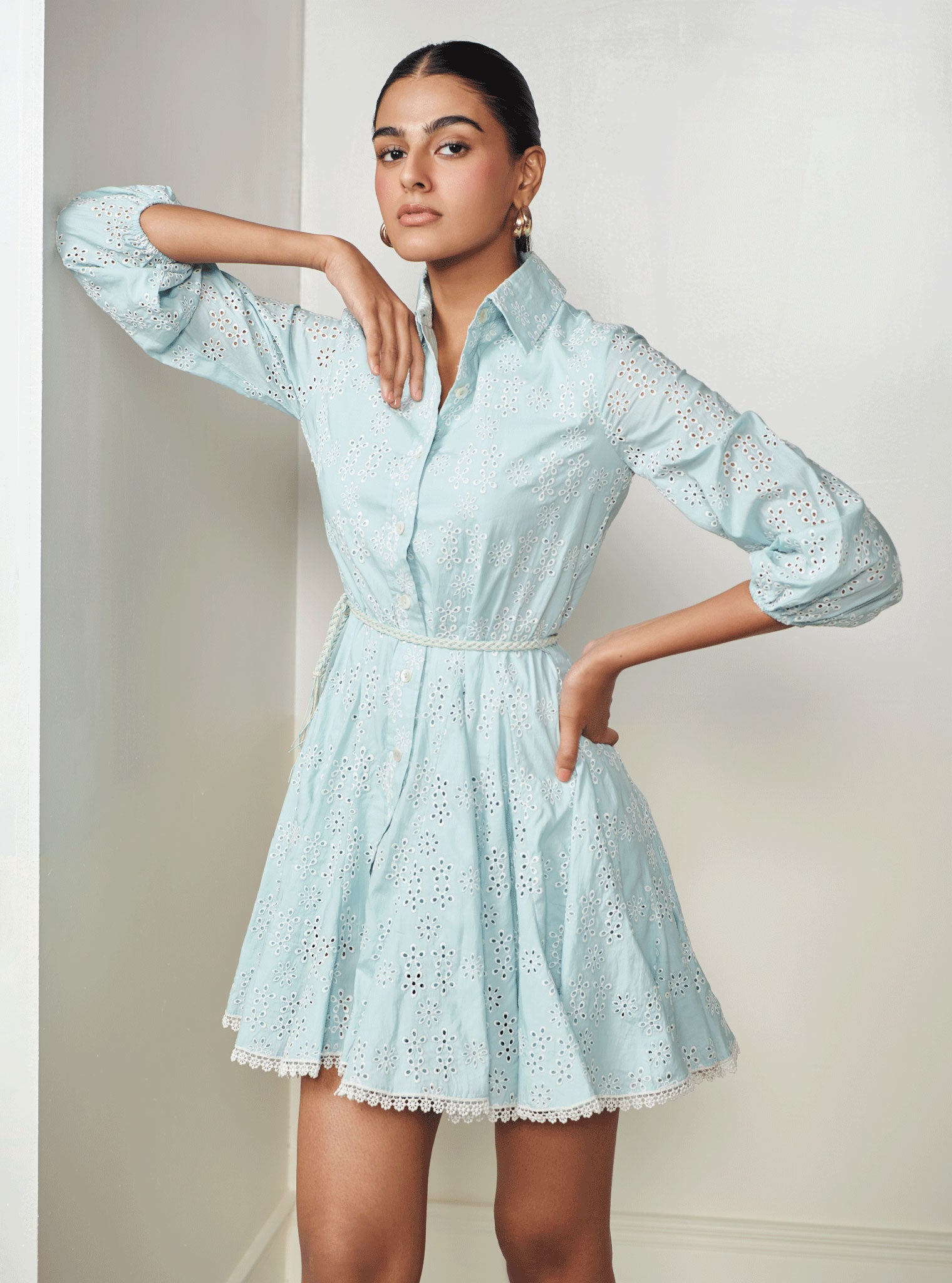 Mulmul Cotton Peyton Blue Dress