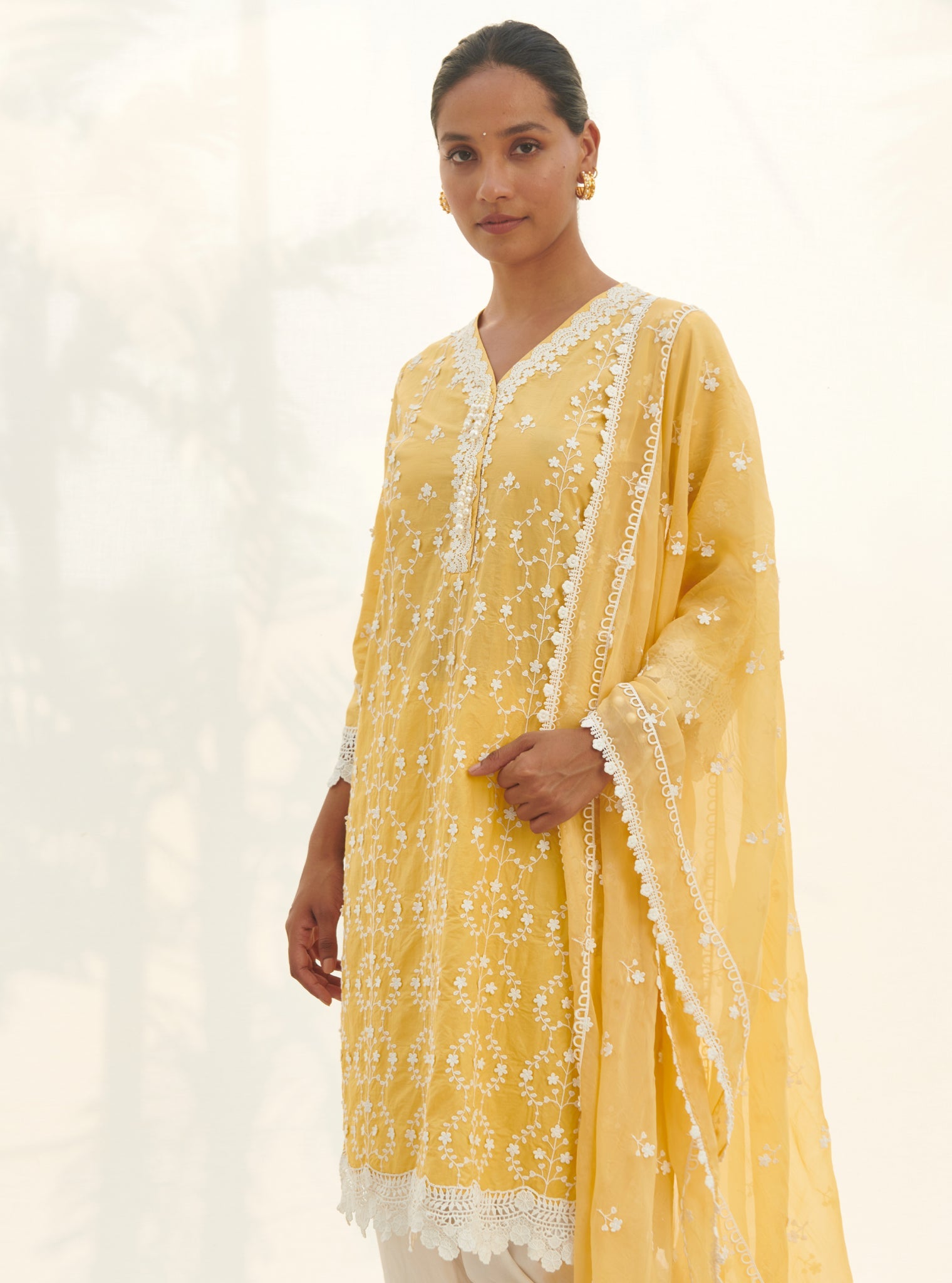 Mulmul Cotton Veliena Yellow kurta