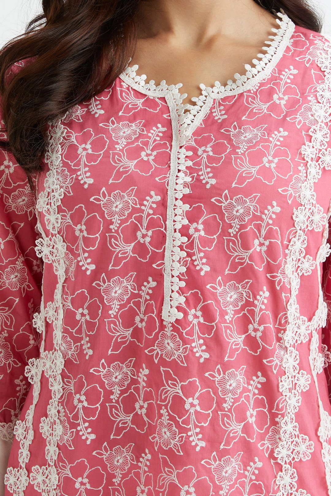 Mulmul Cotton Vireo Fuchsia Kurta