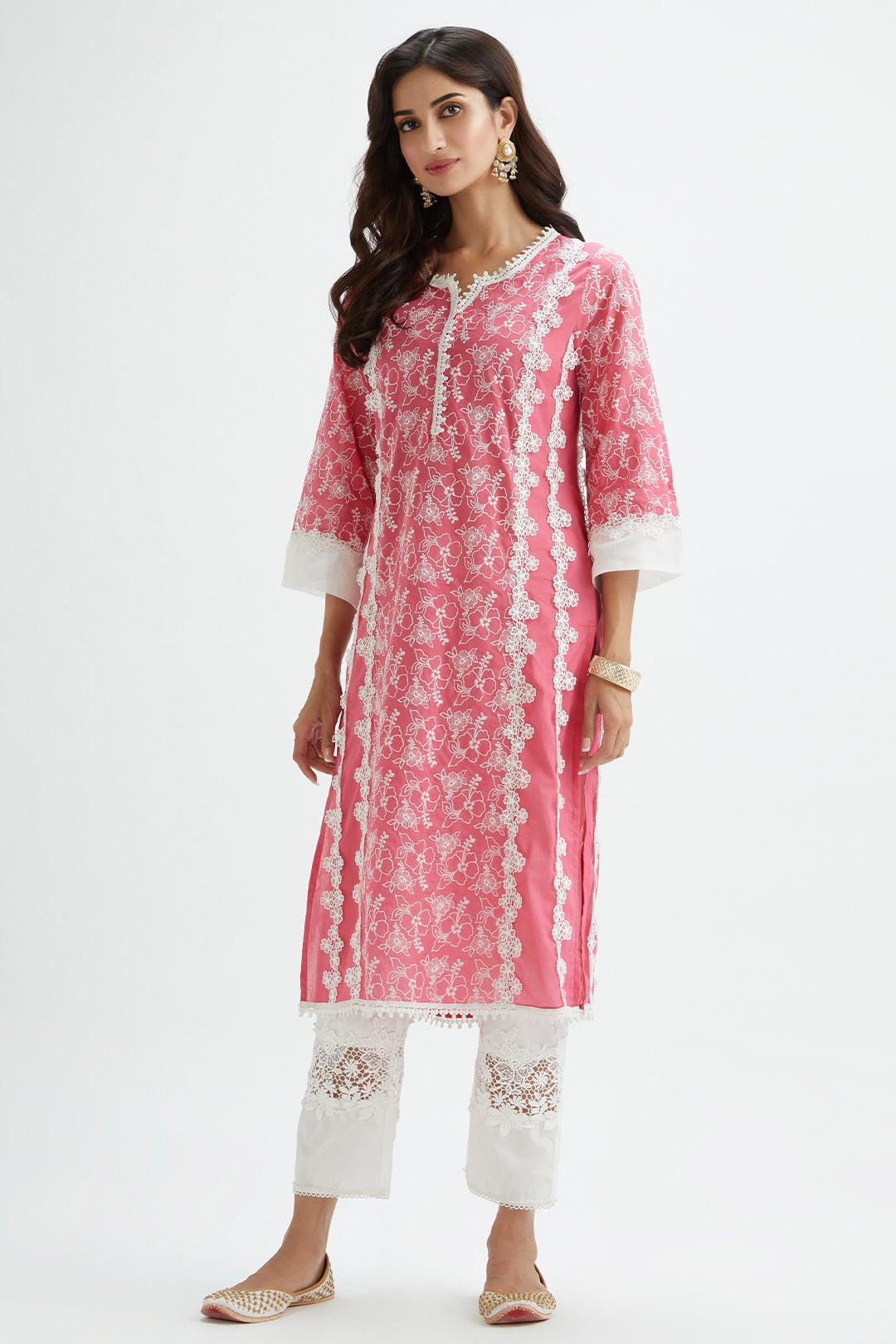 Mulmul Cotton Vireo Fuchsia Kurta