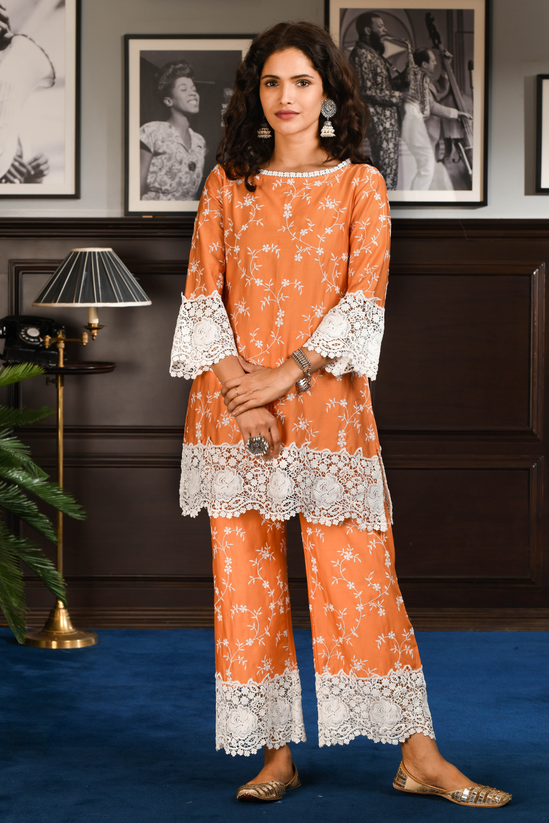 Pima Satin Yuki Kurta With Yuki Pyajama