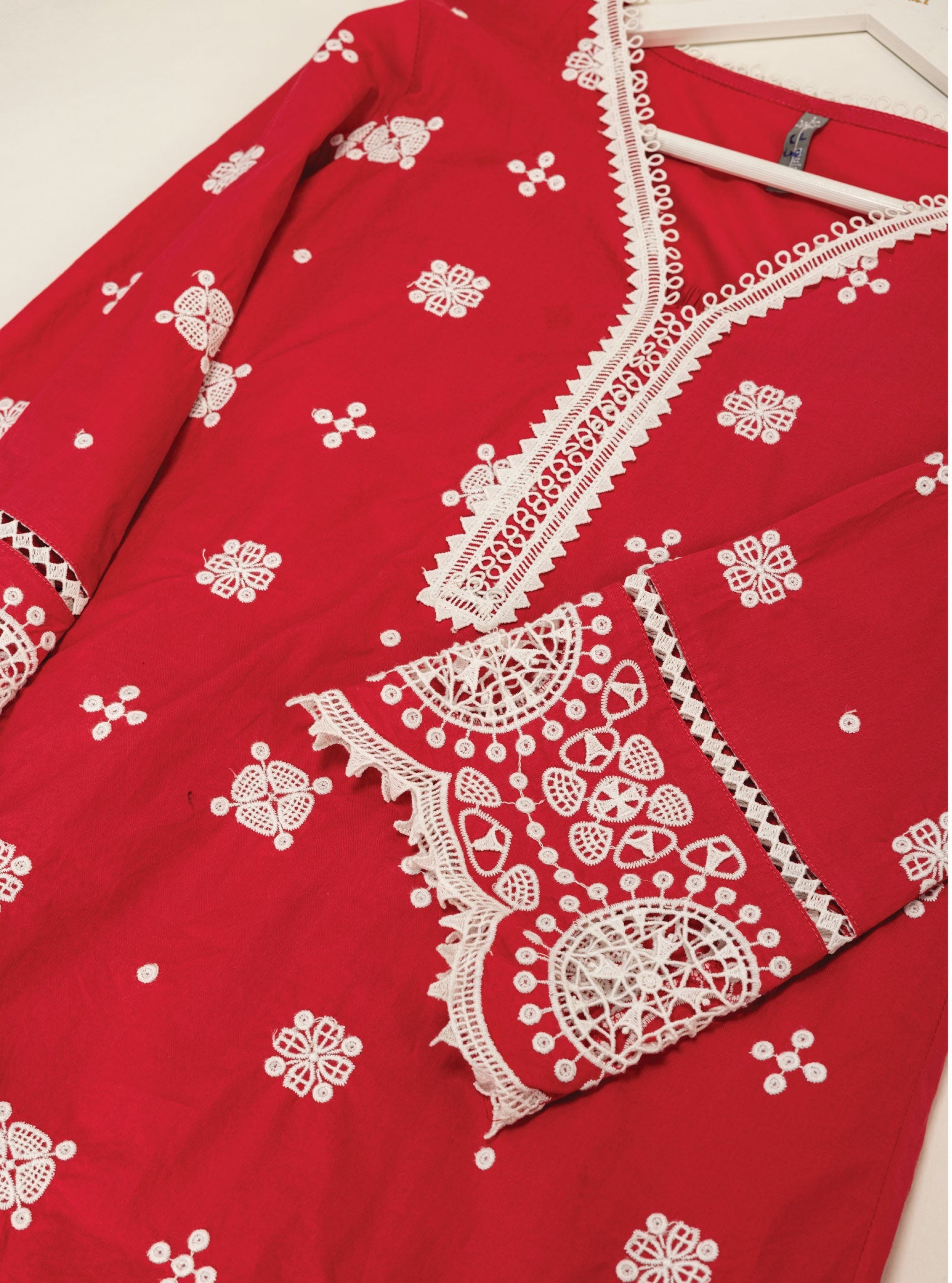 Mulmul Cotton Leh Red Kurta