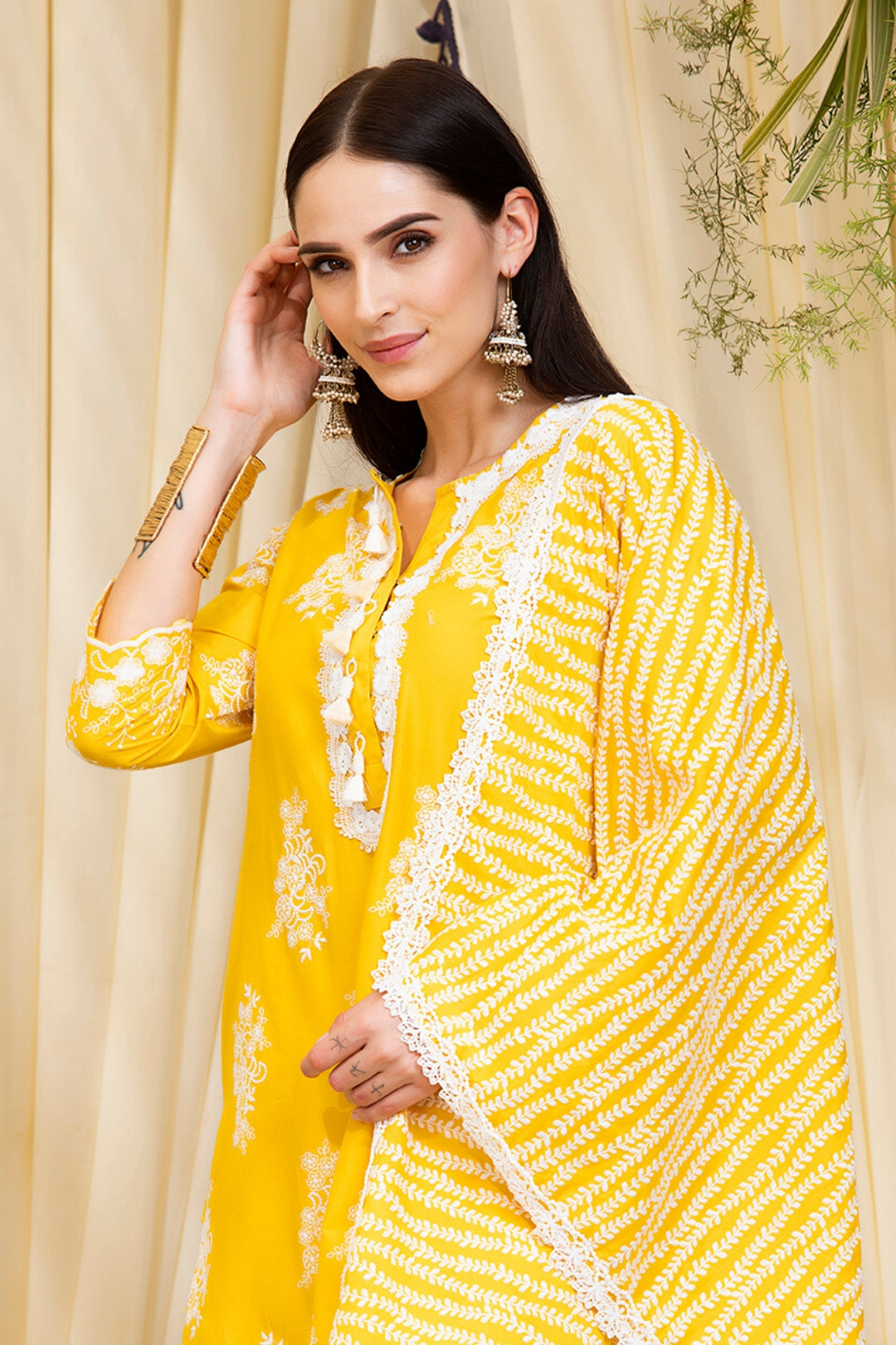 Mulmul Cotton Perla Kurta With Perla Pyajama