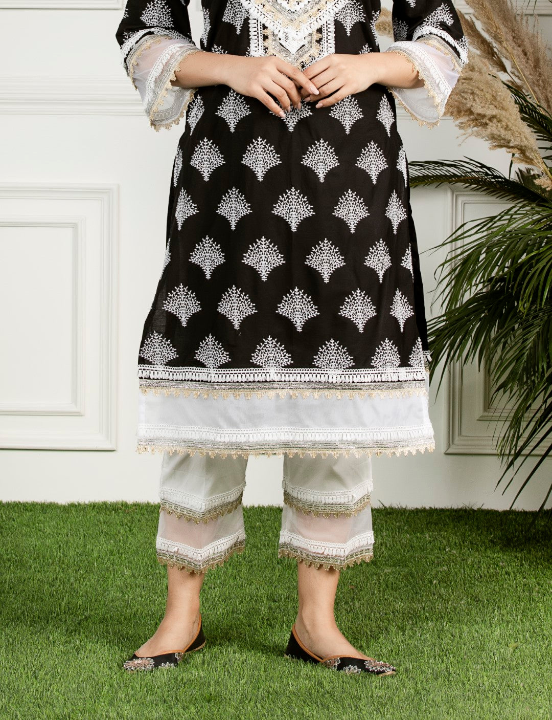 Mulmul Rosemallow Kurta With Dhoti