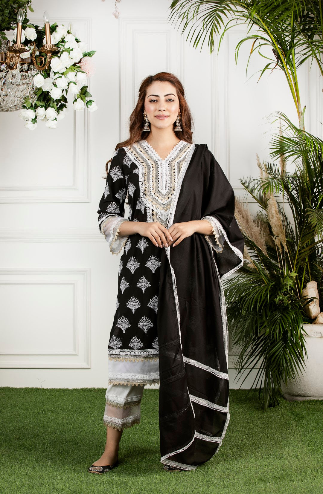 Mulmul Rosemallow Kurta With Dhoti