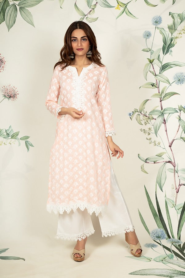 Holly Kurta Peach and Tassel Pyajama