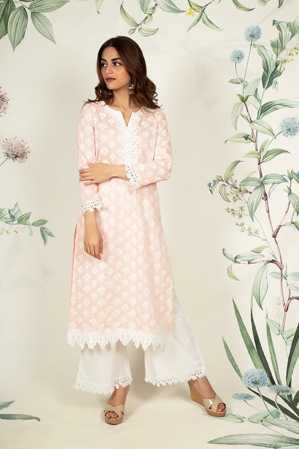 Holly Kurta Peach and Tassel Pyajama