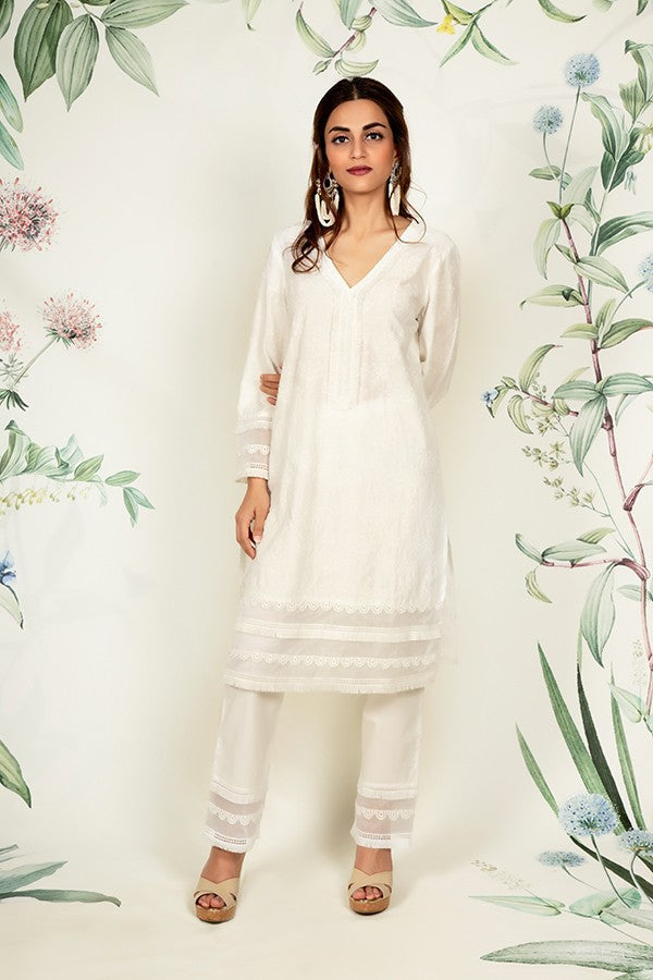 Thistle Kurta and Multi Lace Pyajama