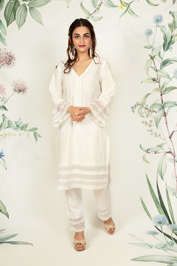 Thistle Kurta and Multi Lace Pyajama