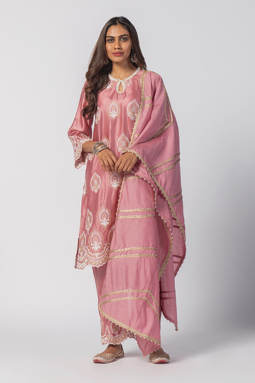 Mulmul Cupro silk Sydney Mauve Kurta With Sydney Mauve Pant